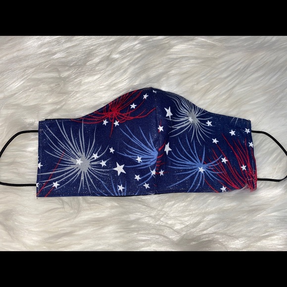 Face Mask Cover w Filter Pocket Red White Blue - Picture 2 of 3